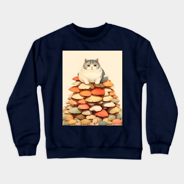 Feline Forest Fungi: Whimsical Adventures of Cats and Mushrooms Crewneck Sweatshirt by KittyStampedeCo